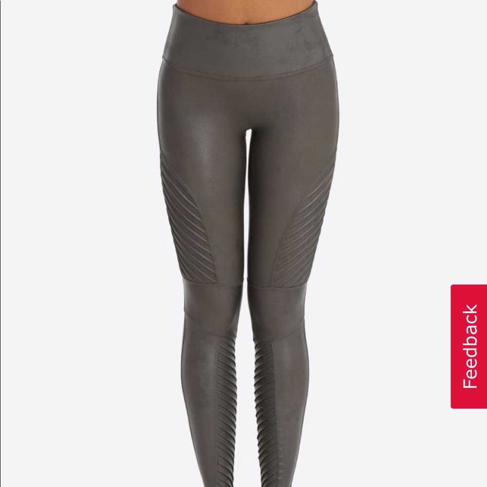 NWT Spanx Moto Leggings in Gunmetal